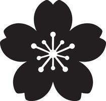 Elegant Black and White Cherry Blossom Flower Graphic Design, Simple Floral Illustration for Spring, Japanese Style, Minimalist Mood vector