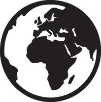 Simple Black and White Earth Globe Illustration A Striking Minimalist Image Representing Global Connectivity and International Unity vector