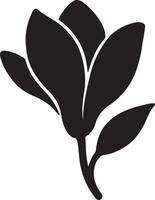 Elegant Black Magnolia Flower Silhouette, Simple Floral Design, Isolated on White Background, Minimalist Botanical Illustration, Graceful and Serene Nature Image vector