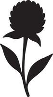 Elegant Black Silhouette of a Single Flower Blooming Gracefully in a Minimalist Style, Evoking Serenity and Simple Beauty vector