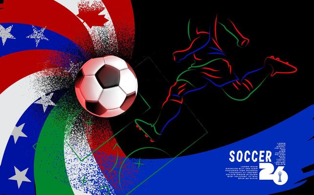 poster for Soccer Tournament 2026 dynamic brush textures