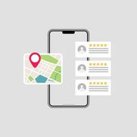 Marketing based on customer ratings and reviews. Location with marker. stock Illustration vector