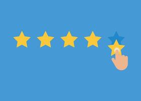 Star rate for customer. Review and feedback of quality. Satisfaction of product from experience of customers. stock illustration vector
