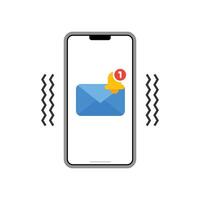 smartphone vibrates when there is a message notification. stock illustration vector