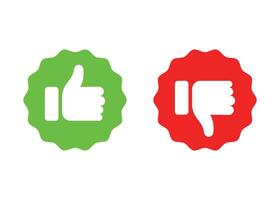 Label, stamp, Thumbs up and thumbs down flat icon. I like it and I don't like it. Stock Illustration vector