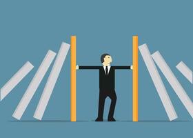 Stopping domino effect. Failure Business. stock illustration. vector