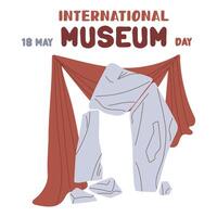 International Museum Day on May 18. Menhirs, Stonehenge on a fabric background. Flat color illustration for use in posters, articles, and social media related to science and history. banner vector