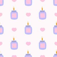 Aromatic Candle and Hearts Seamless Pattern vector