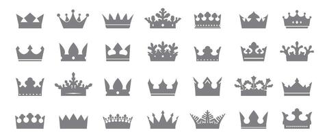 Set of greycrowns. Outline Icons isolated vector