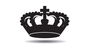 Black outline crown icon on white background. Emblem and Royal symbol. vector