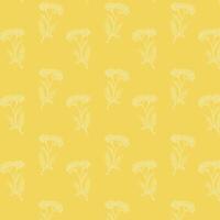 Seamless Yarrow Flower Pattern on Yellow Background vector