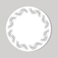 Elegant round frame made of delicate branches and leaves perfect for wedding invites, branding, or notes. vector