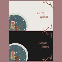 Ornamental Tea Label Frame Design - Light And Dark Theme Variants Background For Web And Social Media. vector