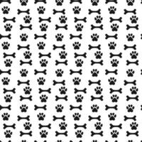 Cat or dog paw print and bone seamless pattern. Pet paw footprint texture background vector