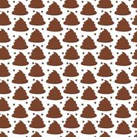 Seamless poop pattern with funny emoji. Pet pile of poo print. Brown animal waste. Poops doodle vector