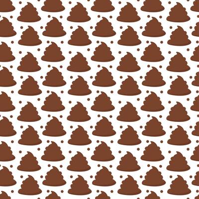 Seamless poop pattern with funny emoji. Pet pile of poo print. Brown animal waste. Poops doodle