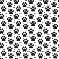 Paw seamless pattern with dog or cat footprint. Animal pet pawprint background vector