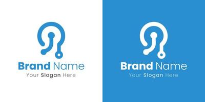 Modern Technology Logo Design with Abstract Circuit Connections and Bright Blue Hue vector