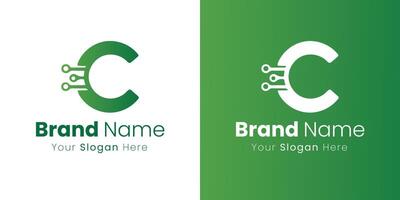 Modern Technology Logo Design Concept with Letter C Integration and Connectivity Features vector