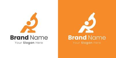 Scientist Looking Into Microscope Illustration Modern Logo Design for Science Research vector