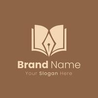 Book with Pen logo design concepts that you can use for free vector