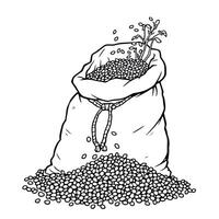 Bag of Seeds Coloring Page Abundance in the Garden or Field vector