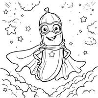 Superhero Pickle Coloring Page Cute and Funny for Children to Enjoy vector