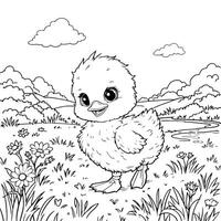 Adorable Duckling Coloring Page A Fun Way To Express Your Creativity vector