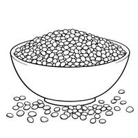 A Coloring Page Featuring A Beautiful Bowl Filled with Round Lentils vector