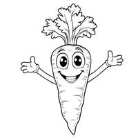 Happy Carrot Spreading Joy Around Coloring Page a Fun Veggie Outing vector