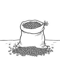 Sack of Beans Coloring Page Easy and Simple with Lots of Beans vector