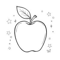 Fun and Educational Apple Coloring Page for Children to Enjoy the Summer vector