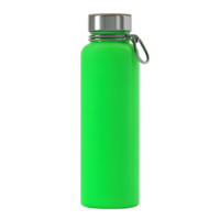 Bright green water bottle with silver lid and carrying loop perfect for hydration on the go png