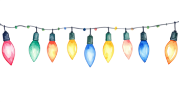 Watercolor Colorful String Lights on Transparent Background png