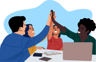 Successful business team rejoicing at completion of project. diverse hands reaching for unity. teamwork. teamwork. meeting png