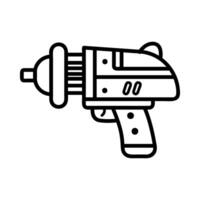 A futuristic ray gun design with a sleek, streamlined shape. The gun features a round barrel and a trigger, emphasizing a sci-fi aesthetic. vector