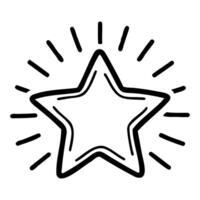 A simple black outline of a star with radiating lines around it. The design is minimalistic and suitable for various graphic applications. vector