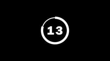 15 seconds countdown timer 4K animation on black background video