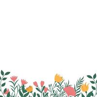 Floral border background. minimalist flower frame. spring botanical design vector