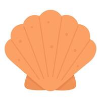 Scallop shell illustration orange seashell icon. Beach shell graphic design. Marine shell symbol vector