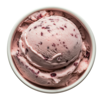Verry ice cream scoop in a bowl isolated on transparent background, top view png
