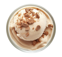 Coffee-flavored ice cream with chocolate shavings in a bowl isolated on transparent background png