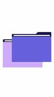Two overlapping digital folders in pastel purple 2D cartoon vertical animation. Document storage. UI element. Tech nostalgia desktop icon animated flat colorful object 4K isolated on white video