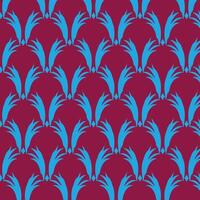 A pattern with blue and purple feathers on a maroon background vector