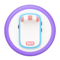 3d azul móvil teléfono Tienda frente con cilindro aislado. ideal para en línea compras conceptos. dibujos animados estilo. mínimo y moderno diseño. png
