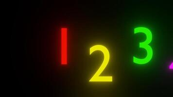 Glowing Colorful Numbers 1-9 Scrolling on Black Background video