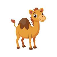 Cute cartoon camel illustration with a smiling face and a friendly appearance on a white background vector