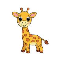 Adorable cartoon giraffe illustration with a smiling face and colorful spots on a white background vector