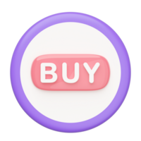 3d Label button icon with buy text isolated. Click to shopping, cartoon style, minimal design, 3d illustration render. png