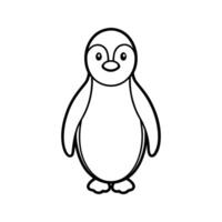 Simple Line Drawing of a Penguin Black and White line art vector
